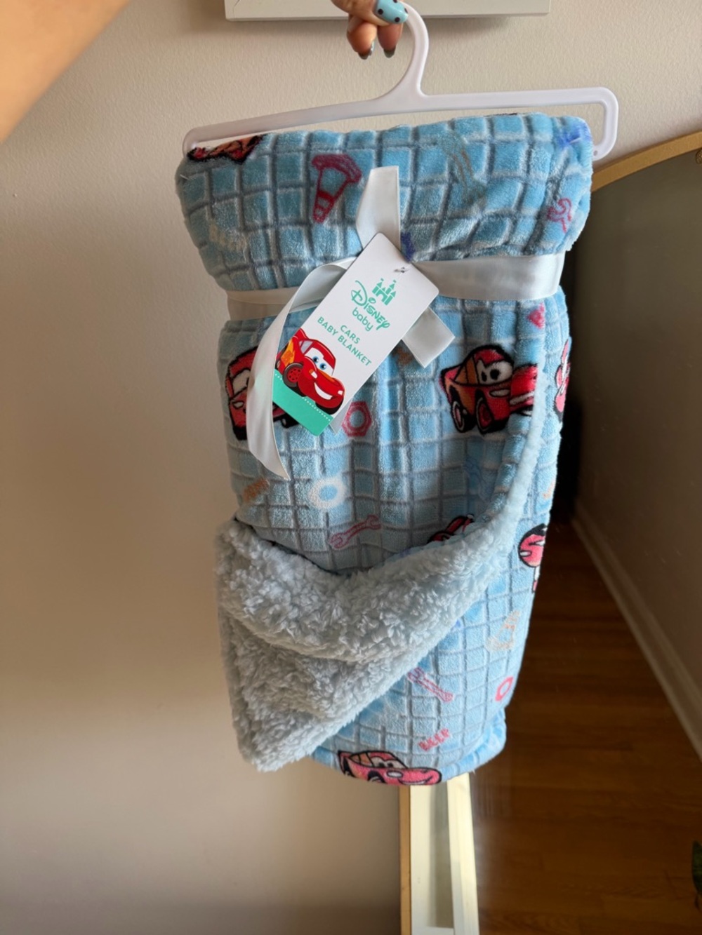 Disney Light Blue Cars Sherpa Baby Blanket